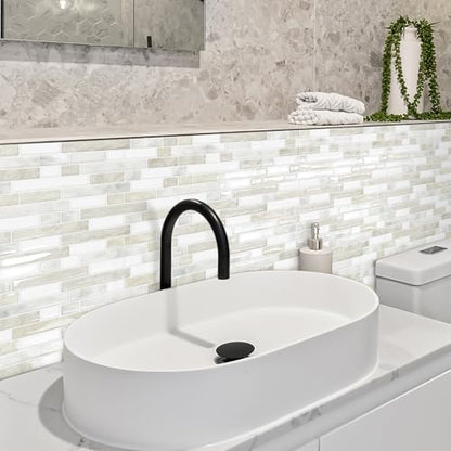 Peel and Stick Backsplash 3D Self Adhesive Wall Tile Beige 10 Sheet - color: Beige