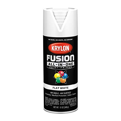 Krylon Fusion All-In-One Adhesive Spray Paint for Indoor/Outdoor Use, 12 oz, White - color: White, size: 12 Ounce (Pack of 1), style: Flat
