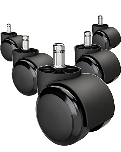 Office Chair Wheels Grykot Chair Wheels Replacement 5-Pack, Office Chair Casters Heavy Duty Replacement for Hardwood Floors and Carpet, 2 inch Fits 99%, Black