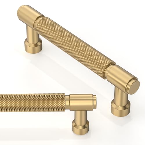 10 Pack Champagne Bronze Knurled Cabinet Pulls 3.75 Inch(96mm) Kitchen Cabinet Handles Cabinet Hardware Drawer Pulls - color: Champagne Bronze, size: 3.75" Hole Center