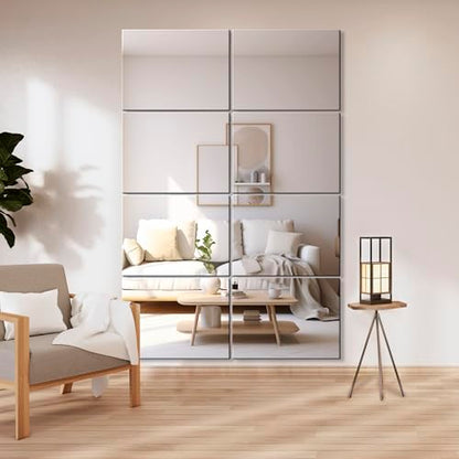 Delma Frameless Mirror Tiles 16"x12"x8 Pcs Wall Mounted - size: 16''x12''-8PCS