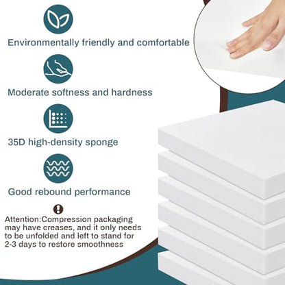 Frienda 6 Pack 2 x 24 x 24" High Density Foam Cushion 2.2 Density, 50 Ild - size: 2" X 24" X 24"