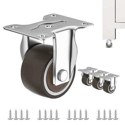 1" Small Casters Set of 4, Non Swivel Low Profile Wheels for Furniture, No Noise Mini Rubber Casters, for Small Furniture, Worktables. - style: 1 " Cannot Swivel