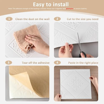 Nuanchu 20 Pcs 13.8 x 13.8 Inch Ceiling Tiles Peel and Stick, Elegant - color: Elegant, size: 13.8 x 13.8 Inch
