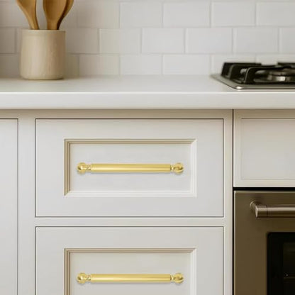 khtumeware 2-Pack Vibrant Brushed Brass Cabinet Pulls Modern Heavy-Duty Solid 3-1/2 Inch(89mm) Hole Center Drawer Pulls Cabinet Hardware Suitable for Kitchen Cabinets Bathrooms - color: Vibrant Brushed Moderne Brass, size: 3-1/2 Inch(89mm)Hole Center