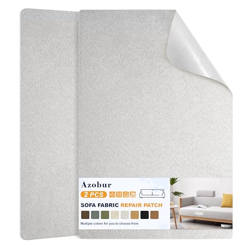 Azobur Couch Patch Repair Fabric,Microfiber Fabric, Self-Adhesive, for Sofa Repair and Upholstery, 2 Pieces, 9.5 x 11 inches (Light Gray) - color: Light Gray, size: 9.5" x 11"-2 PCS