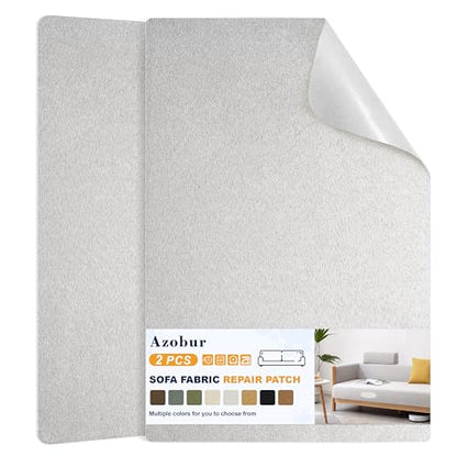 Azobur Couch Patch Repair Fabric,Microfiber Fabric, Self-Adhesive, for Sofa Repair and Upholstery, 2 Pieces, 9.5 x 11 inches (Light Gray) - color: Light Gray, size: 9.5" x 11"-2 PCS