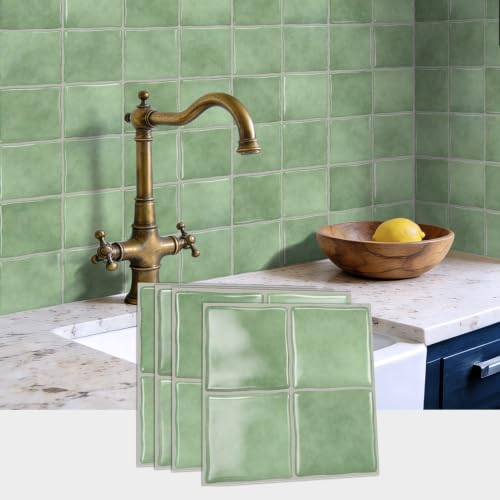 20pcs Peel and Stick Backsplash Wall Tiles,Gray Green 6"x6" - color: Gray Green
