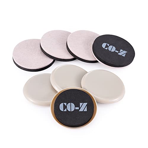 CO-Z Felt Furniture Sliders - 8 Pack with 4 Plastic & 4 Felt Sliders, 3 1/2" Reusable Furniture Sliders for Carpet Hardwood Floors, Heavy-Duty Furniture Gliders Movers, Moving Pads for Heavy Furniture - size: 3 1/2" Round-8 Pack, Plastic + Felt