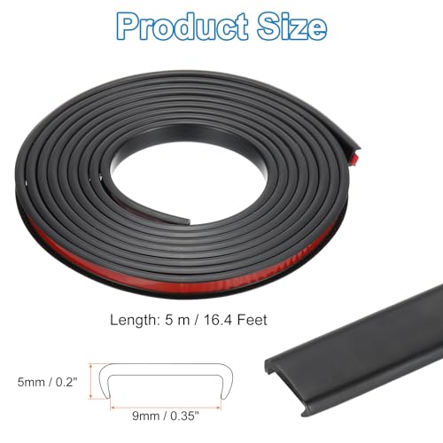 PATIKIL TPE U-Shape Edge Banding, 3/8 Inch x 16.4ft Self Adhesive Flexible Veneer Edging Trim Furniture Edge Protector for Shelf Cabinet Table Repair Restoration, Black - size: 16.4Ft x 0.35"