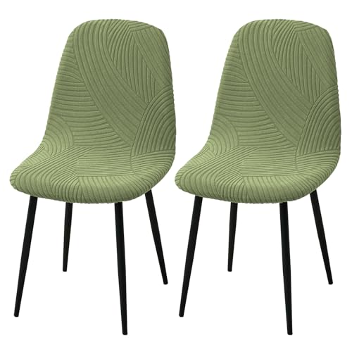 HAOYONG Modern Dining Chair Covers Printed Shell Chair Cover Lounge Armless Chair Cover Stretchable Slipcovers for Kitchen, Office, Dining Room and Living Room(Set of 2) - color: Olive Green, size: 2 PCS