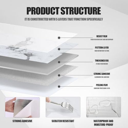 10pcs Thick Marble Peel and Stick Waterproof Wall Panels,Heat-Resistant Backsplash Tile, 23.6"x11.8" PVC Foam Wall Sticker for Kitchen,Living Rooms,TV Walls,Grey White (Not Real Tile 19.4Sq. Ft.) - color: Grey White 1, size: 23.6" x 11.8" x 2.5MM x 10Pack