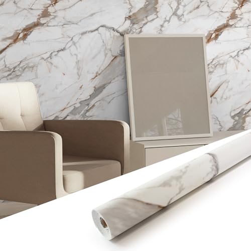Marble Peel and Stick Waterproof Wall Paneling, 118" x 47" Calacatta Gold Matte Finish Self-Adhesive Backsplash Tile Vinyl Wall Panel for Kitchen Bathroom Wall Decor, Covers 38.75 Sq. Ft. - color: Matte Calacatta Gold