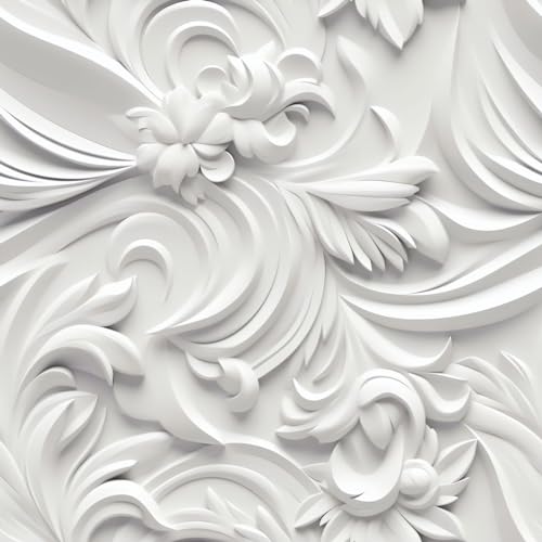 Peel and Stick Wallpaper White Gray Scroll Floral Modern - color: White&Light Gray, size: 17.7" x 78.7"