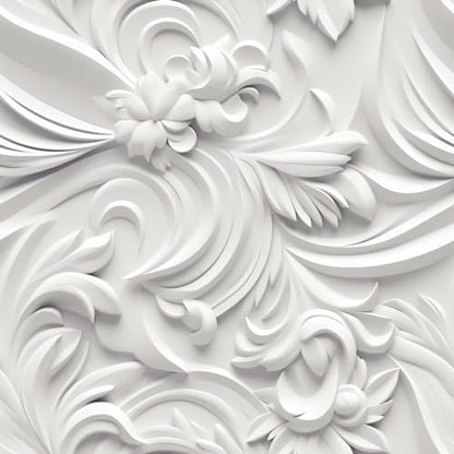 Peel and Stick Wallpaper White Gray Scroll Floral Modern - color: White&Light Gray, size: 17.7" x 78.7"