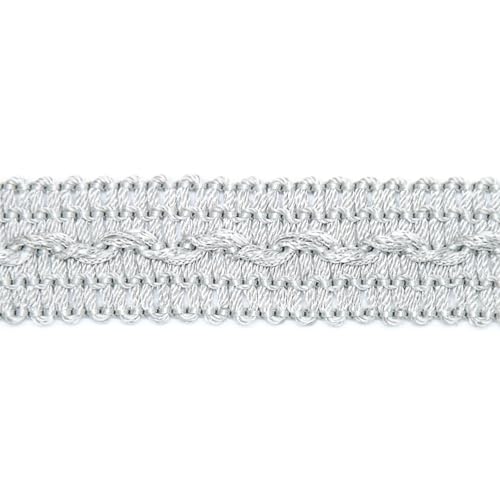Decorative Braid Trim for Sewing and Upholstery, 3/4 Inch - 5 Yards, Woven Gimp Braid Ribbon Trim for Curtains, Pillows, Costumes, Lampshades, Home Decor and Craft Projects (Silver) - color: Silver