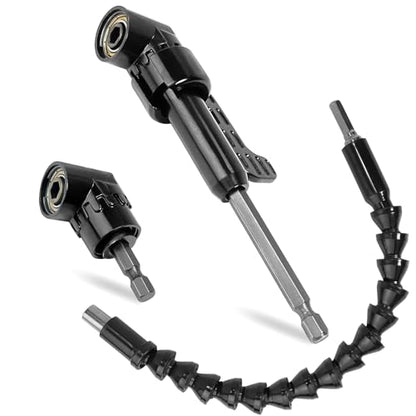 Guyuyii 90°/105° Right Angle Drill Attachment Kit and 11.8" Flex Extension - color: Black, Set of 3