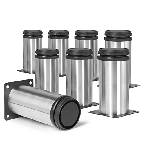 Stainless Steel Adjustable Furniture Legs 4 Inch - Silver - 8pcs - color: Silver, size: 4"