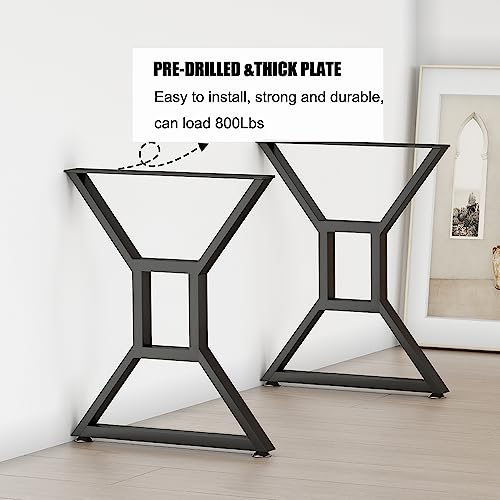KaKaBB Metal Desk Legs 28 inch, Heavy Duty Industrial Table Legs with Adjustable Protector Feet, DIY Modern Cast Iron Furniture Legs Set of 2 (28", Black) - size: 28inches