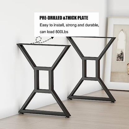 KaKaBB Metal Desk Legs 28 inch, Heavy Duty Industrial Table Legs with Adjustable Protector Feet, DIY Modern Cast Iron Furniture Legs Set of 2 (28", Black) - size: 28inches