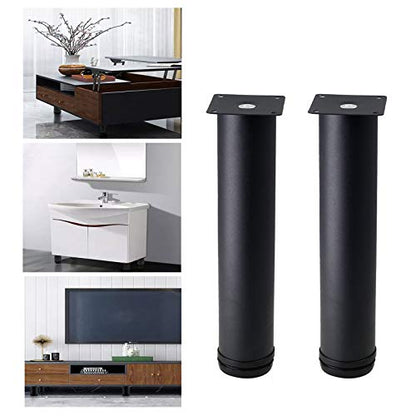Set of 4 Adjustable Stainless Steel Furniture Legs 10 Inch Black - color: Black, size: 10 inch