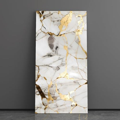 Haimin 3D Wall Panels Peel and Stick Marble Tile Look 10 Pack Waterproof - color: Gilded White