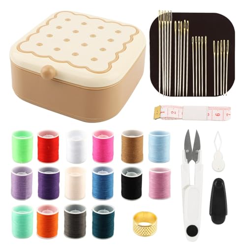 Sewing Kit for Adults and Beginners, 41 Pcs Needle and Thread Set - color: Brown