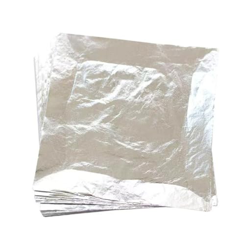 Silver Leaf Sheets, 100 Pieces of 5.5x5.5 Inch Decorative Silver Foil for Painting, Decoration, Nail Design, Interior Decorations and Crafting Projects