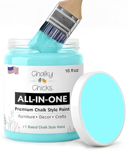 Chalky Chicks Aqua Bay 16 Fl Oz Chalk Paint for Furniture All in One - color: Aqua Bay (Aqua Blue), size: 16 Fl Oz (Pack of 1)