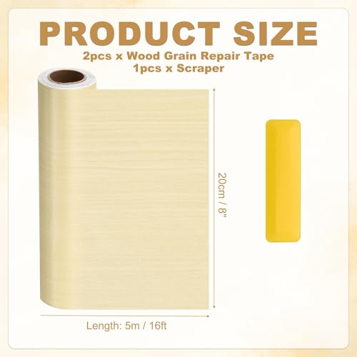 HARFINGTON Wood Grain Repair Tape 8" x16ft Self-Adhesive Repair Patch - color: Yellow Fir, size: 8" x 16ft
