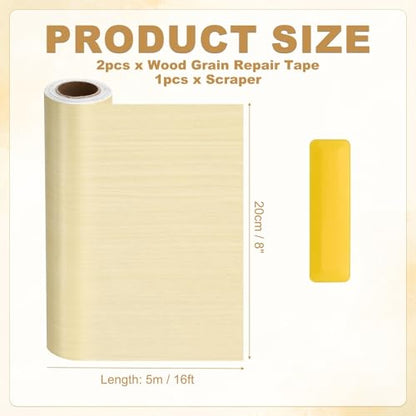 HARFINGTON Wood Grain Repair Tape 8" x16ft Self-Adhesive Repair Patch - color: Yellow Fir, size: 8" x 16ft