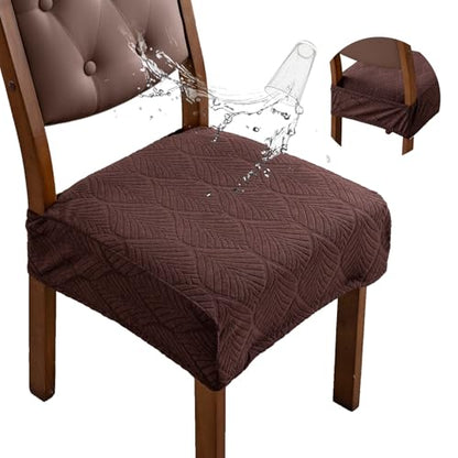 Waterproof Stretch Chair Seat Covers, Set of 6 Chocolate - color: Chocolate, size: 16-20in-Rear-covered