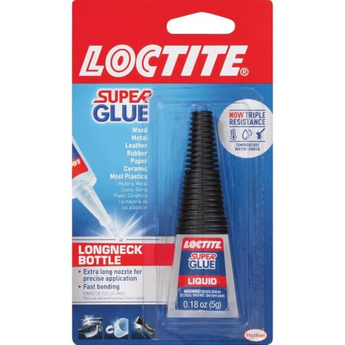 Loctite Super Glue Liquid Longneck Bottle, 5g Bottle (Pack of 1) Instant Adhesive for Plastic, Wood & Metal, Clear Superglue with Extra Long Precision Nozzle, Quick‑Dry Formula - size: 5g, style: 1 Pack