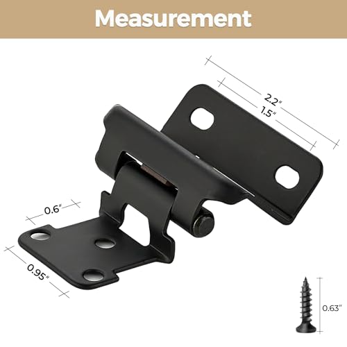 30 Pack 15 Pair Black Cabinet Hinges, 1/2" Semi Wrap Kitchen Hinges - color: Black, size: 1/2" Semi Wrap