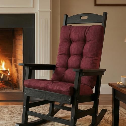 baibu Patented Dual-Layer Rocking Chair Cushion Set, 19.5 x 19.5 in, Red - color: Red