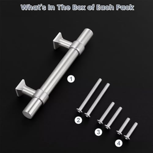 Brushed Nickel Cabinet Pulls 2.5 Inch Hole Centers T Bar 10 Pack - color: Brushed Nickel, size: Hole Centers: 2.5inch