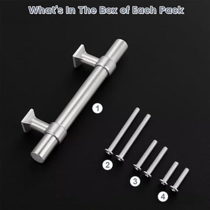 Brushed Nickel Cabinet Pulls 2.5 Inch Hole Centers T Bar 10 Pack - color: Brushed Nickel, size: Hole Centers: 2.5inch