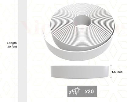 1.5" Vinyl Straps for Patio Chairs Repair Kit Lounge Patio Chair Repair Strapping Outdoor Patio Furniture Repair 20' Matte Finish (White) + 20 Rivets! - color: White