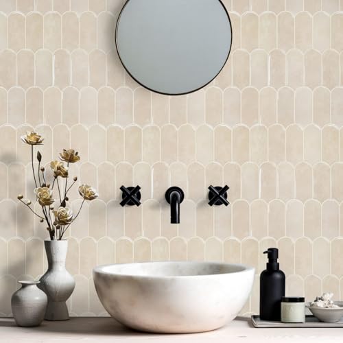 Vamos Tile Thicker Peel and Stick Backsplash Tile,Pinkish Beige,10-Sheet - color: Pinkish Beige With Beige Grout