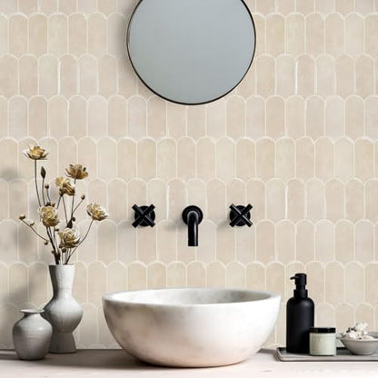 Vamos Tile Thicker Peel and Stick Backsplash Tile,Pinkish Beige,10-Sheet - color: Pinkish Beige With Beige Grout