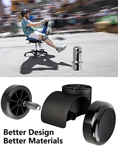Office Chair Wheels Grykot Chair Wheels Replacement 5-Pack, Office Chair Casters Heavy Duty Replacement for Hardwood Floors and Carpet, 2 inch Fits 99%, Black