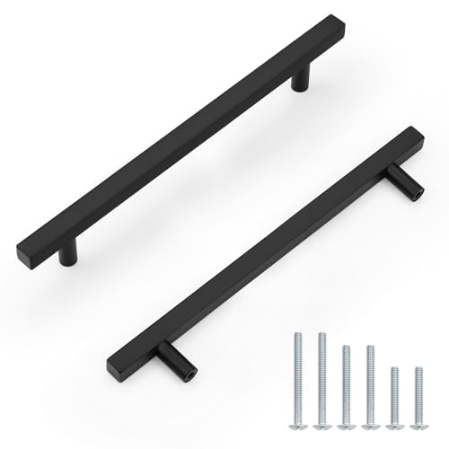 Probrico Matte Black Cabinet Handles & Pulls 7.5" CC Square 5 Pack - color: Black, size: Hole Center: 192mm(7.5inch)