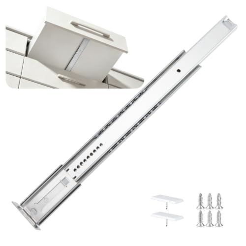 LONTAN 1 Pcs Center Mount Drawer Slides 20 Inch Bottom Mount Drawer Rails - size: 20 Inch
