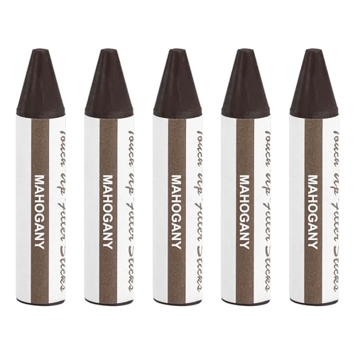 uxcell Wood Filler Stick, 5 Pcs Wax Sticks Wood Touch Up Markers, Furniture Crayons for Scratches Holes Crack Tables Desks Wooden Floors Repair Cover Ups, Mahogany - color: Mahogany