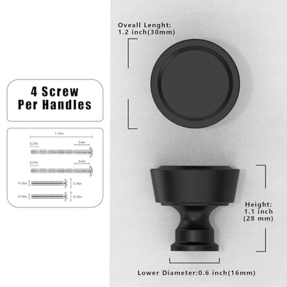10 Pack Matte Black Cabinet Knobs 1-1/5 Inch(30mm) Single Hole Cabinet Pulls Round Kitchen Cabinet Knobs - color: Matte Black, size: Single Hole Knob