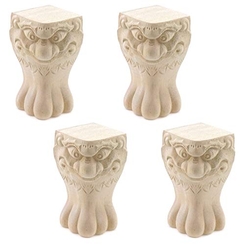 T Tulead 4PCS Wood Furniture Legs Sofa Couch Ottoman Legs Unfinished Cabinet Feet 100mm/3.94" Height Chair Table Legs - size: Height:3.94"