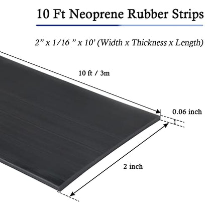LSGCQ Neoprene Rubber Strips with Adhesive Backing Rubber Sheets - size: 2” Wide x 1/16" Thick x 10' Long