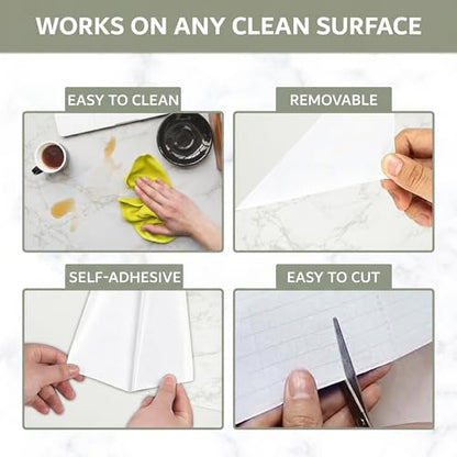 Extra-Thick Marble Contact Paper (Matte, Marquina Charcoal) 23.6" x 118.1" - color: Marquina Charcoal (Matte), size: 23.6" x 118.1"