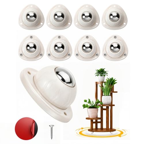 8 Pack Self Adhesive Caster Wheels - Low Profile Anti-Rust Stainless Steel Rollers for Small Furniture, Kitchen Appliances, Storage Bins & PC Case - Heavy Duty 20LBS Capacity Per Wheel (1-Ball, White) - color: White-1 Stainless Steel Ball, size: M-8 PCS