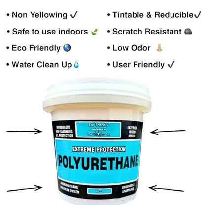 CrystaLac Extreme Protection Water Based Polyurethane (Matte, 8oz Mini): Self Leveling, Non Yellowing, Brush or Spray Application, UV Protection, Low Odor, Water Clean Up, Durable & Scratch Resistant.